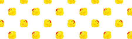 Yellow seamless pattern. Plastic toys Yellow rubber ducks.の写真素材