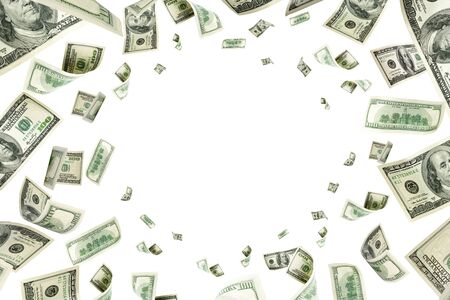 Dollar sign. American money. Cash background, us bill. Money falの写真素材