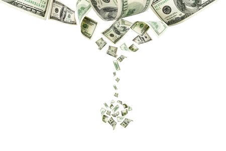 Us dollar. American money, falling cash. Flying hundred dollarsの写真素材