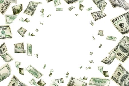 Dollar sign. American money. Cash background, us bill. Money falの写真素材