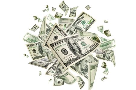 Us dollar bill. Washington american cash. Falling usd money backの写真素材