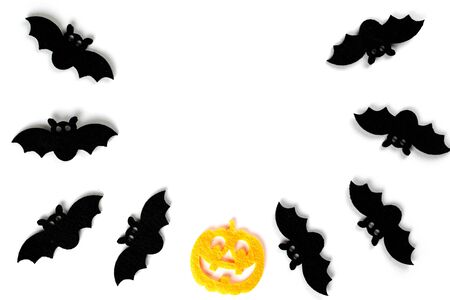 Halloween icons. scary pumpkin decoration isolated on white backの写真素材