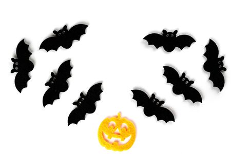 Halloween icons. scary pumpkin decoration isolated on white backの写真素材
