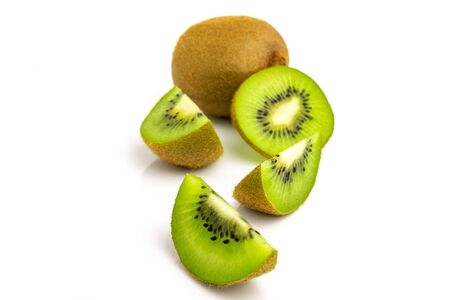 Kiwi isolated. Juicy green kiwifruit. Organic fresh fruit.の写真素材