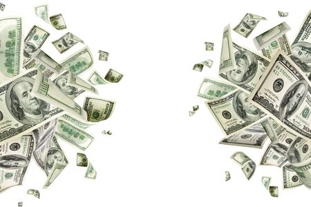 Money falling. American money. Washington american cash, usd bacの写真素材