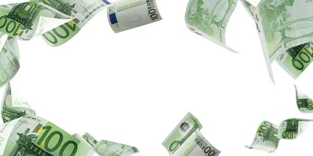Money background. Hundred european euro.Business cash money falling. Euro money falling cash.の写真素材