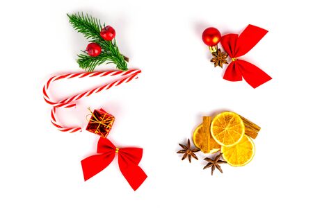 New Years Background. Christmas decoration isolated on white. Xmの写真素材
