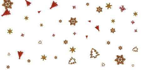Christmas Background. Happy New Years Day. Xmas pattern decoration isolated on white. Holiday festive celebration concept.の写真素材