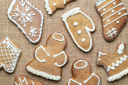 Christmas homemade gingerbread cookies. Celebration cooking. Merry Christmas greeting card, banner....