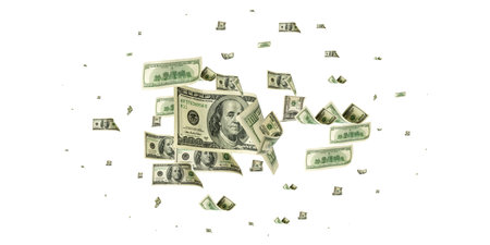 American money. Money falling. Dollar sign. Cash background, us bill.