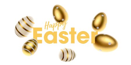 Easter falling eggs in shape frame isolated on white background. For greeting card, promotion, poster, flyer, web-banner, articleの写真素材