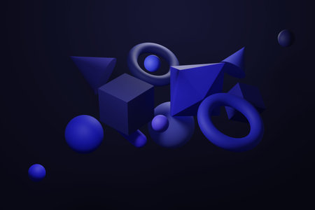3d render abstract background, blue geometric shapes. Computer generated minimalistic background...