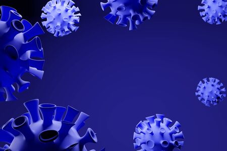 Coronavirus disease COVID-19 medical 3D render infection. Influenza as blue dangerous flu strain cases as a pandemic medical health risk conceptの写真素材