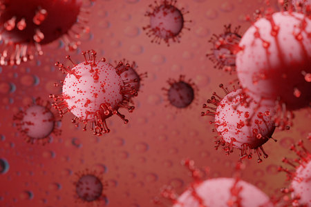 Coronavirus disease COVID-19 medical 3D render infection.Virus protection covid19 molecule on...