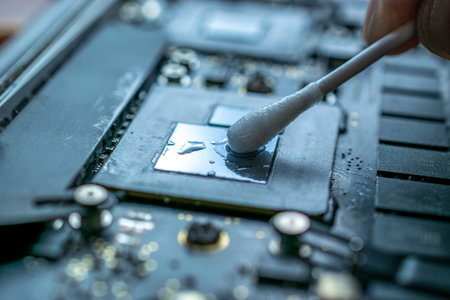 Engineer technician man upgrade and maintenance digital pc. Solutions services electronic hardware....