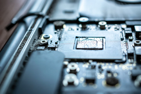 Hardware engineer technology maintenance. Computer chip electronic repair. Man technician pc service