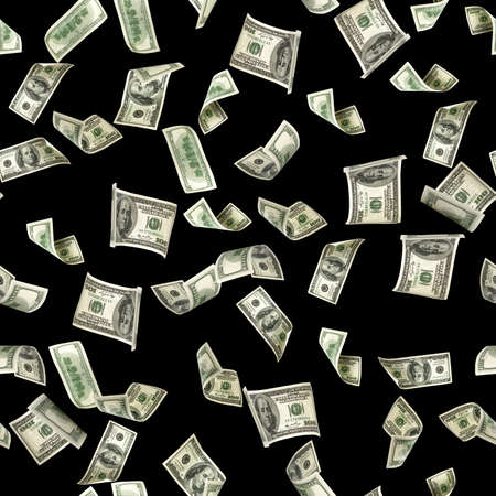 Seamless money background. Dollar bill. Washington American cash. Usd money isolated on black backgroundの写真素材
