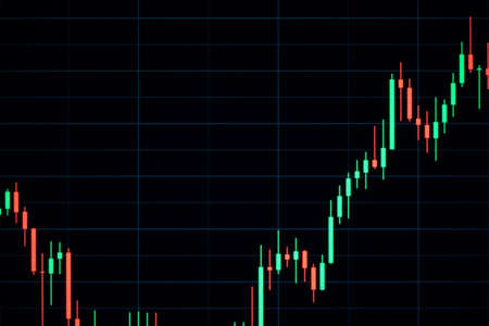 Stock market graph. Graphics growth forex finance market on tablet screen. Financial chart, stock analysis data for business background. Investment and economic conceptの写真素材