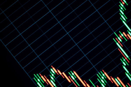 Economy graph. Financial chart, stock analysis data for business background in digital screen. Graphics growth forex finance market. Fundamental and technical analysis conceptの写真素材