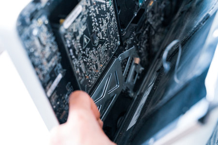 Computer macro technician engineer service. Electronic hardware repair. Technology maintenance pc from manのeditorial素材