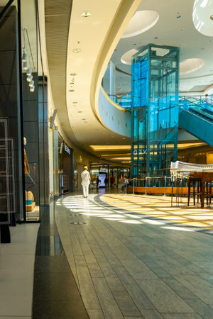 Katowice. Poland 11 May 2021. Shopping supermarket in Silesia City Center Katowice. Interior of retail center store in soft focus. People shopping in modern commercial mall center. Market hallのeditorial素材