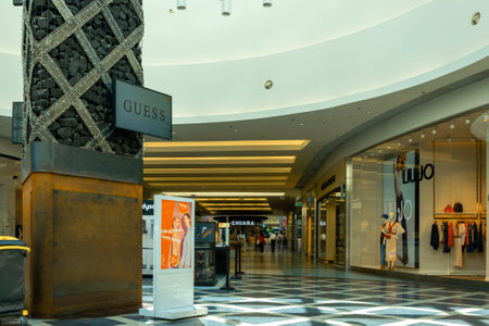 Katowice. Poland 11 May 2021. Retail shoppers in Silesia City Center Katowice. Interior of retail center store in soft focus. People shopping in modern commercial mall center. Market hallのeditorial素材