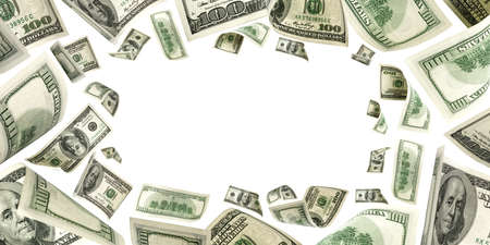Money falling. American money. Washington American cash, usd backgroundの写真素材