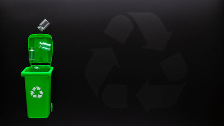 Trash glass sort. Bin container for disposal garbage waste and save environment. Green dustbin for...
