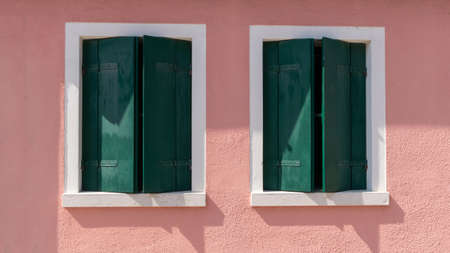 Burano venice. Italy island color street. Paint building house in travel Europe Venezia city. Venice Province, Veneto Region, Northern Italyの写真素材