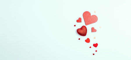 Valentines day heart. Red heart, romantic gift on love white with copy space. Valentine decoration...
