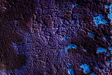 Brick neon wall. Dark blue night light. Abstract bar neon texture. Celebratory night view, neon light, rays backgroundの写真素材