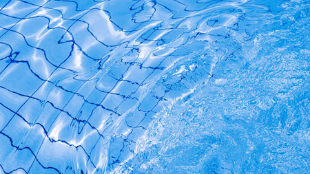 Clear water surface. Blue wave texture, pool water background. Abstract summer sea pattern