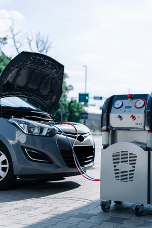 Car condition air ac repair service. Check automotive vehicle conditioning system and refill...