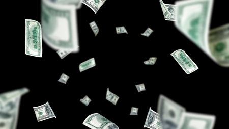 Money background. Hundred dollars of America. Usd cash money fallingの写真素材