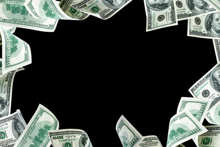 dollar bill. Washington american cash. Usd money black background. money fallingの写真素材