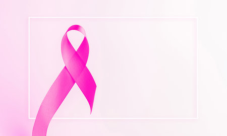 Cancer awareness. Health care symbol pink ribbon on white background. Breast woman support concept. World cancer dayの写真素材