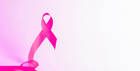 Cancer awareness. Health care symbol pink ribbon on white background. Breast woman support concept. World cancer dayの写真素材