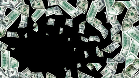 Money background. Hundred dollars of America. Usd cash money fallingの写真素材