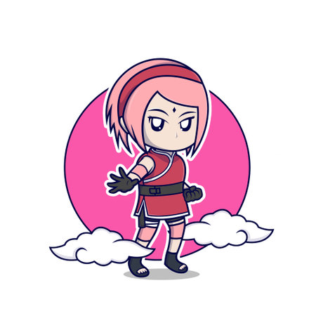 illustration vector of cute chiby anime character sticker,perfect for profile photo,social media post, and stickers.Colorful vector illustration in flat cartoon style.のイラスト素材