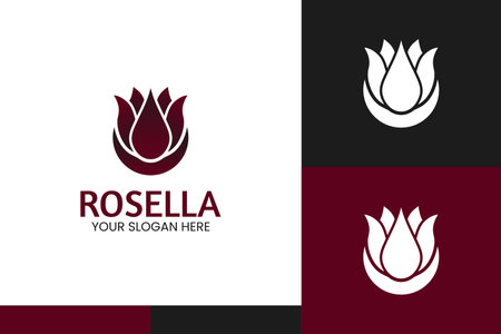 Hand draw vector rosella flowers logo illustration. suitable for logo design for kids, adults, and businessのイラスト素材