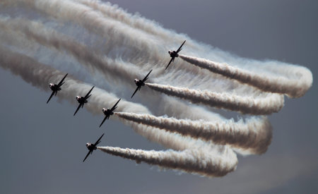 A team work in the sky during airshow
