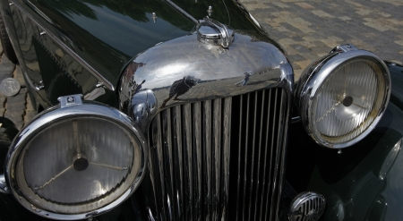 An old vintage historic car radiator lightsのeditorial素材