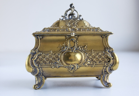 An old vintage antique gold casketの写真素材