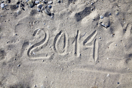 2014 on a sand at the seaside