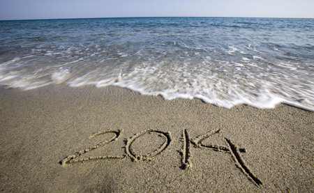 2014 on a sand at the seaside