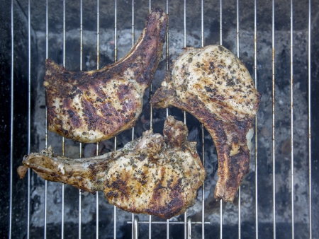 Steaks on a BBQの写真素材