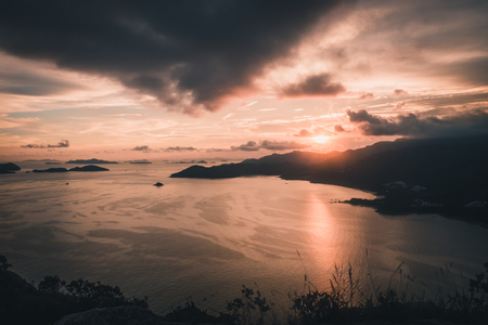 View of the bay at a beautiful sunset. Tonedの写真素材