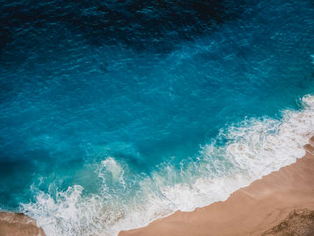 View of the ocean and wild beach from aboveの写真素材