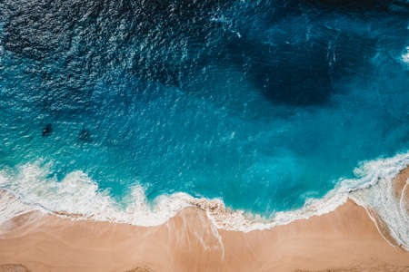 View of the ocean and wild beach from aboveの写真素材