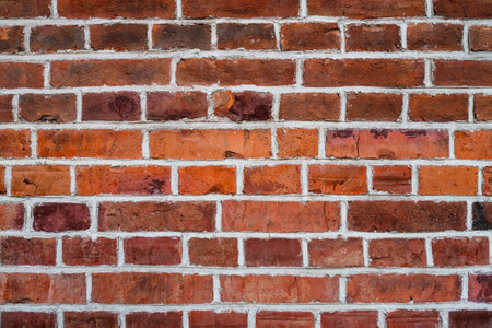 Background of brick wall of red color textureの写真素材